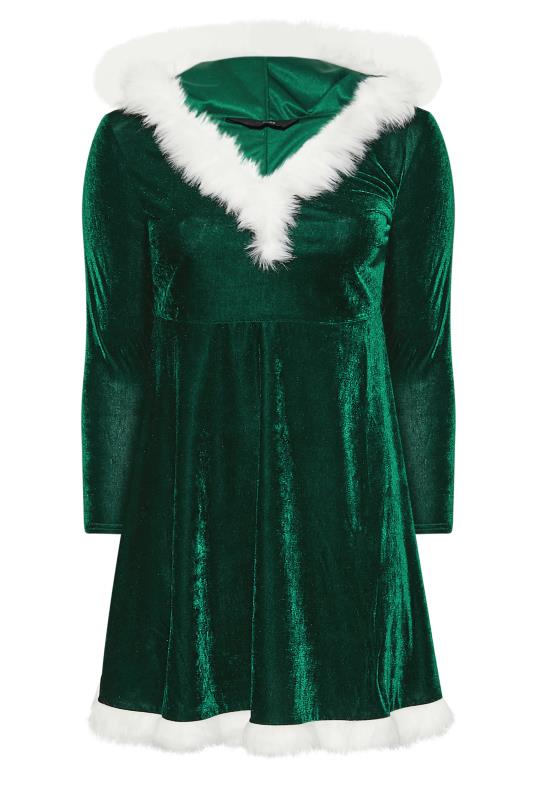 YOURS LONDON Plus Size Green Velvet Santa Christmas Dress | Yours Clothing 5