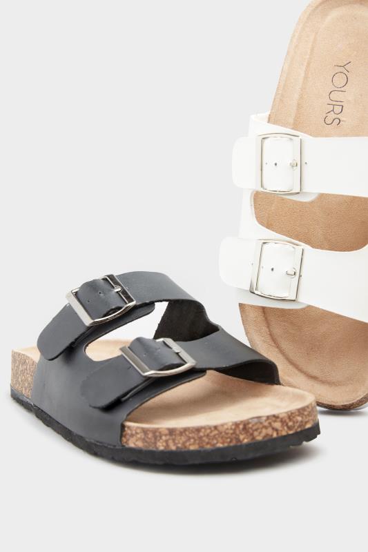 Black Buckle Strap Footbed Sandals In Wide E Fit & Extra Wide EEE Fit | Yours Clothing  7