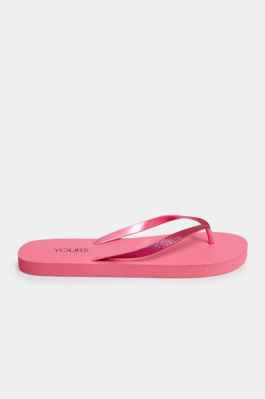 Pink Flip Flops In Extra Wide EEE Fit | Yours Clothing 3