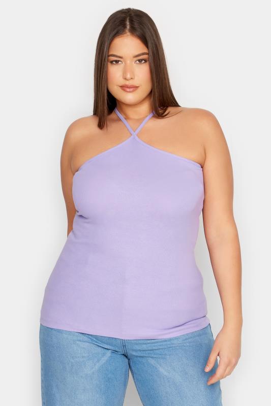 YOURS Curve Plus Size Lilac Purple Ribbed Swing Cami Vest Top