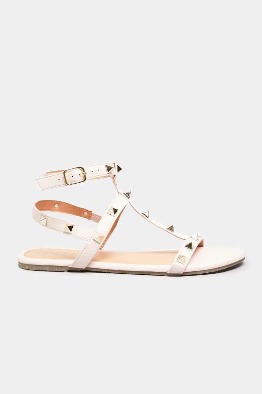 Pink Studded Strap Sandals In Extra Wide EEE Fit_B.jpg