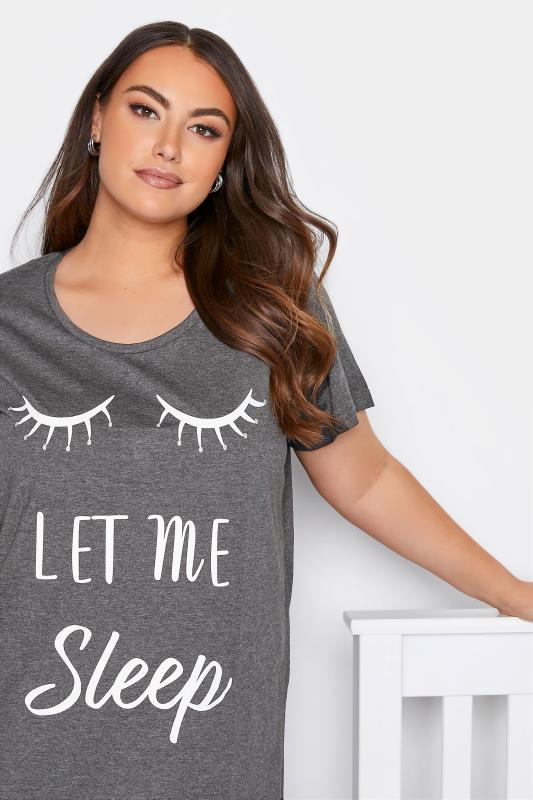 Plus Size Grey 'Let Me Sleep' Nightdress | Yours Clothing 2
