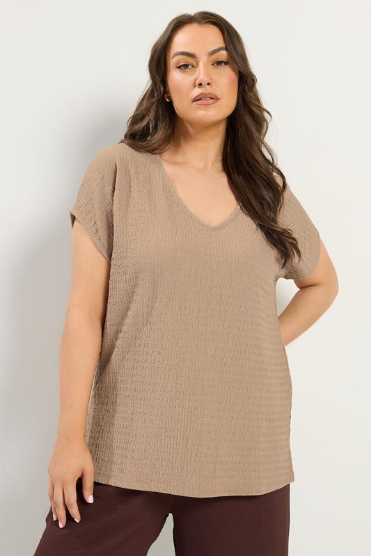  YOURS conjunto de camiseta con textura beige natural