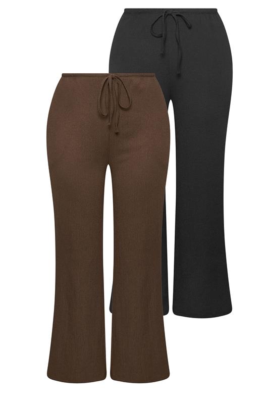  YOURSET Curve 2 PACK Black & Brown Wide Leg Trousers