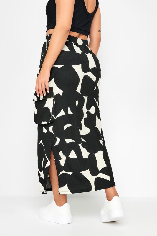 YOURS Plus Size Black Abstract Print Textured Utility Maxi Skirt | Yours Clothing 3