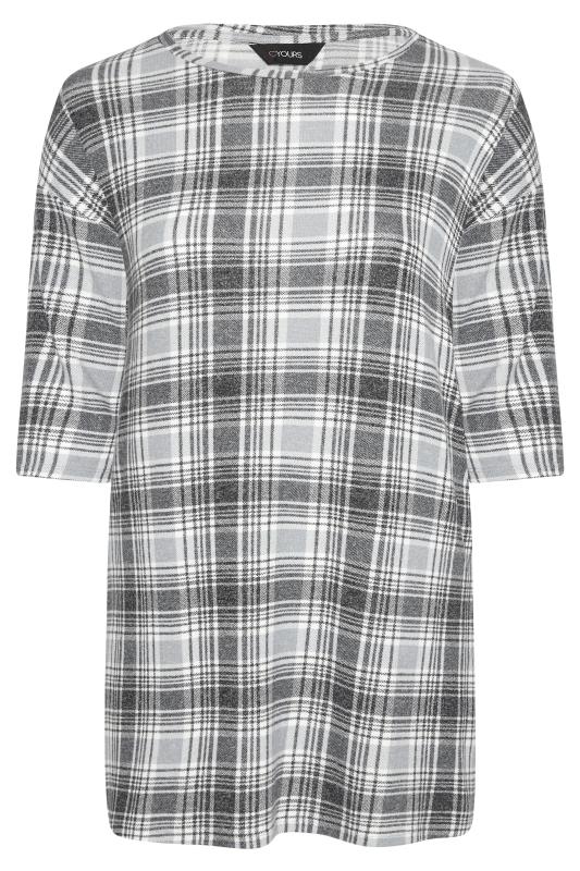 Plus Size Grey Soft Touch Check Tunic Top | Yours Clothing 6
