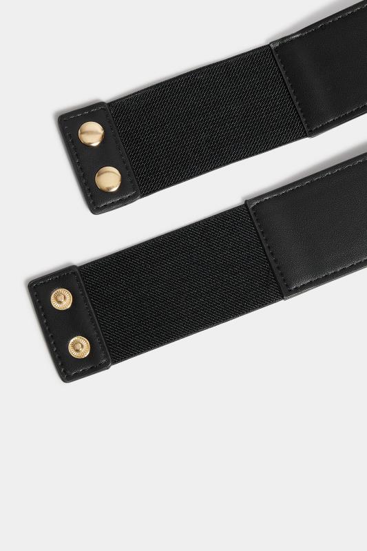 Black Double Ring Wide Stretch Belt | Yours Clothing 3