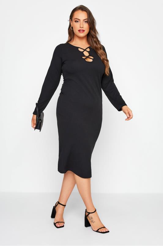 LIMITED COLLECTION Curve Black Cut Out Bodycon Dress 1