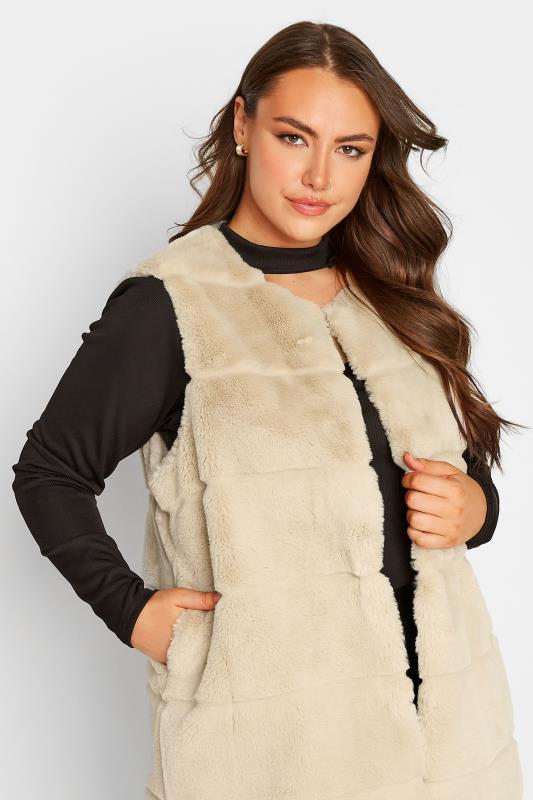Plus Size Stone Brown Pelted Faux Fur Gilet | Yours Clothing 4