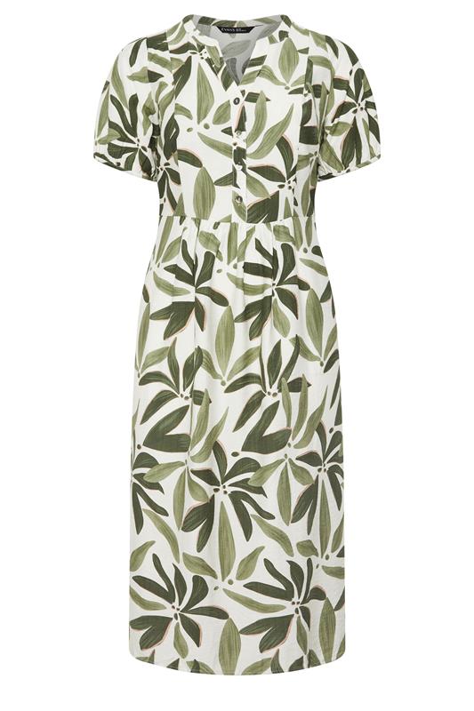 EVANS Plus Size Green Leaf Placket Midi Dress | Evans 6