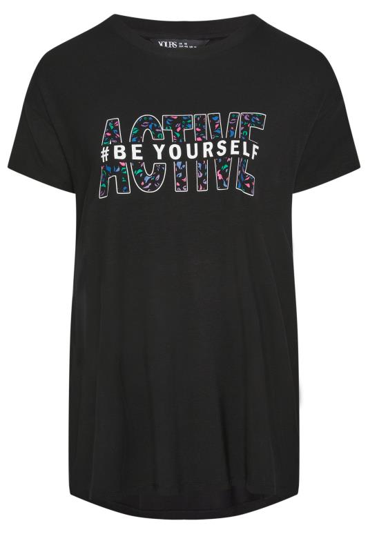 YOURS ACTIVE Plus Size Black '#Be Yourself' Top | Yours Clothing 6