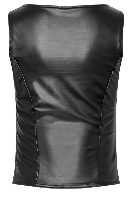 LTS Tall Black Faux Leather Corset Top 6