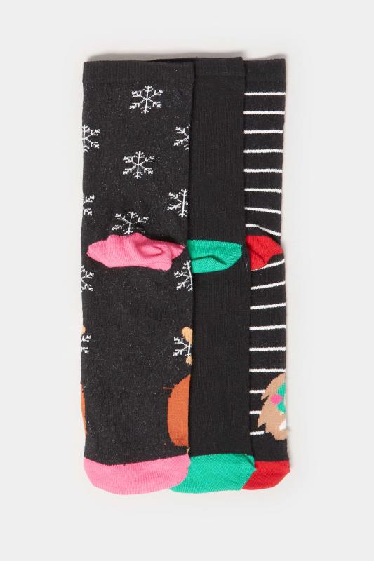 LTS 3 PACK Black Christmas Dog Novelty Ankle Socks | Long Tall Sally 4