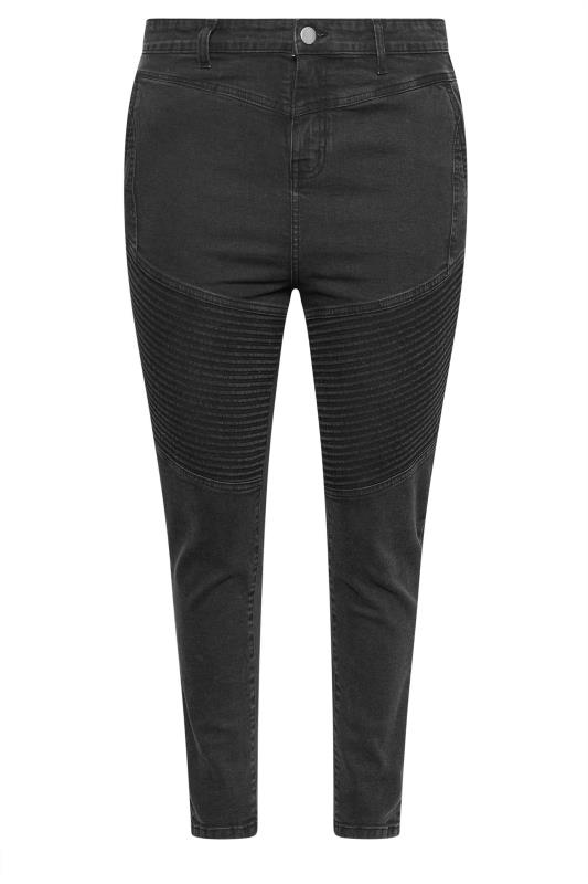 YOURS Plus Size Black Skinny AVA Biker Jeans | Yours Clothing 6