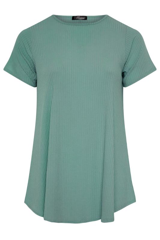LIMITED COLLECTION Curve Forest Green Rib Swing Top 5