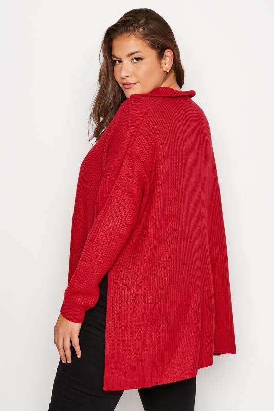 Plus Size Red Zip Neck Jumper | Yours Clothing 4