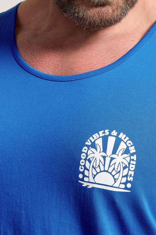BadRhino Big & Tall Blue Extra Long Good Vibes Vest Top | BadRhino 5