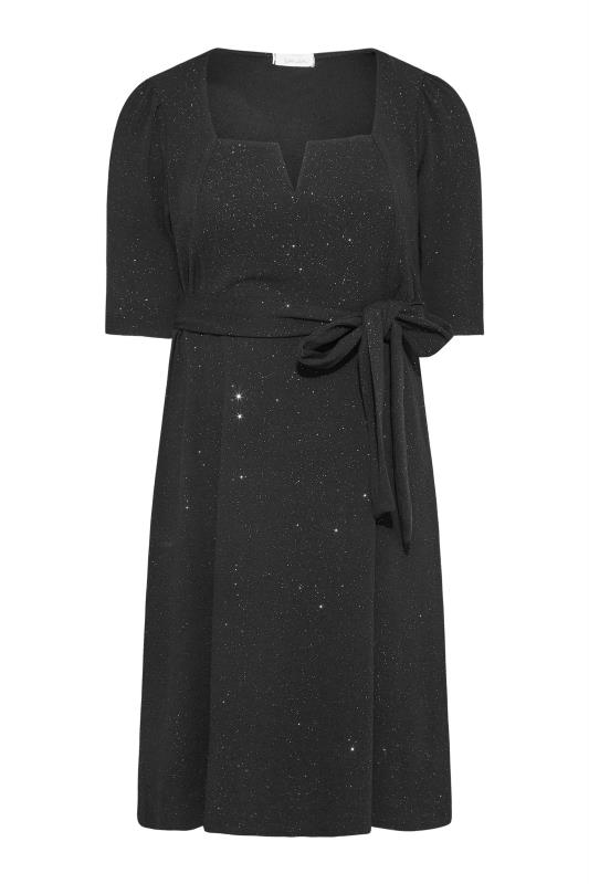 YOURS LONDON Black Notch Neck Glitter Dress_F.jpg