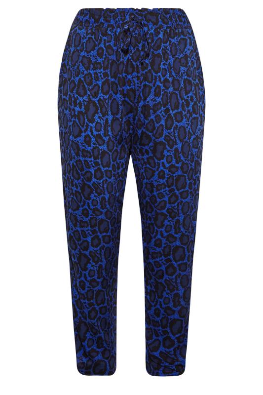 Plus Size Blue Leopard Printed Trousers | Yours Clothing  5