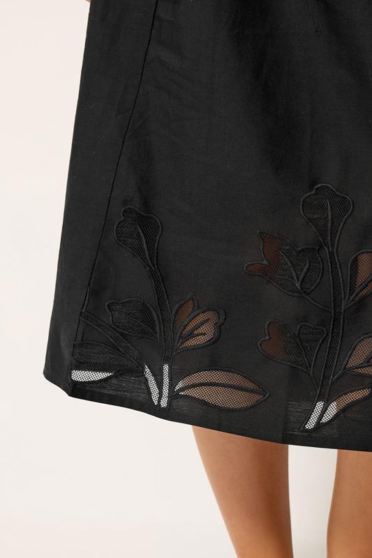 M&Co Black Floral Cutwork Detail Cotton Midi Skirt | M&Co 6