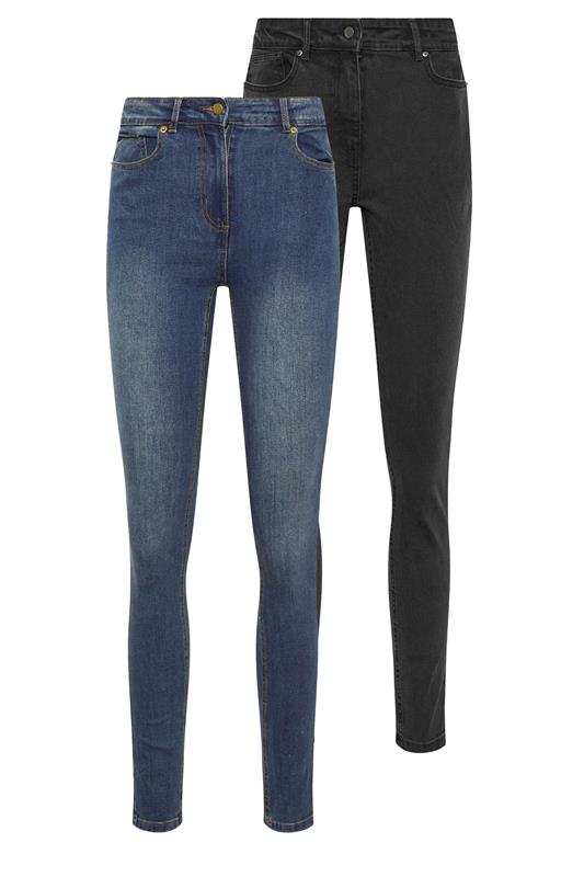  LTS Tall 2 PACK Mid Blue & Black Skinny Jeans