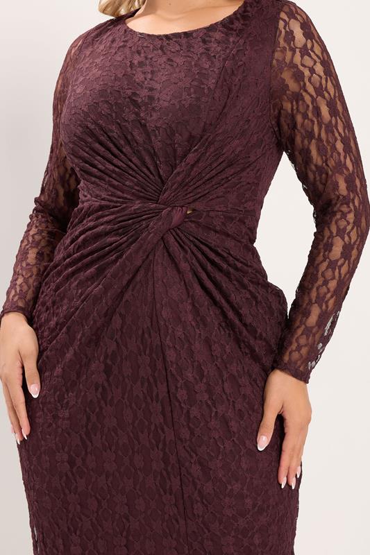 plus size brown lace dress Plus Size Embellished Lace Satin A-Line Maxi Dress