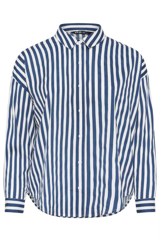 YOURS Plus Size Navy Blue Stripe Long Sleeve Shirt | Yours Clothing 6