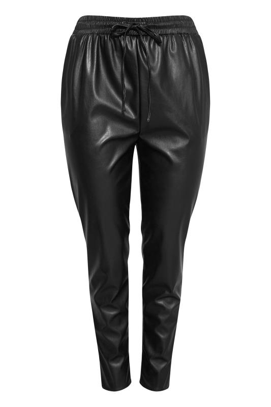 Plus Size Black Faux Leather Joggers | Yours Clothing 6