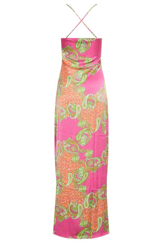 LTS Tall Women's Pink Paisley Print Satin Slip Cami Dress | Long Tall Sally 7