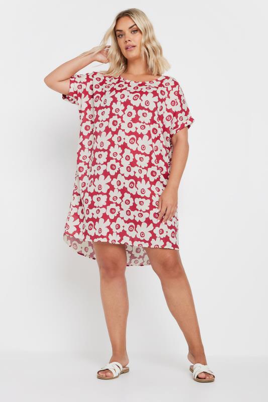 YOURS Plus Size Red Floral Print Tunic Dress | Yours Clothing 2