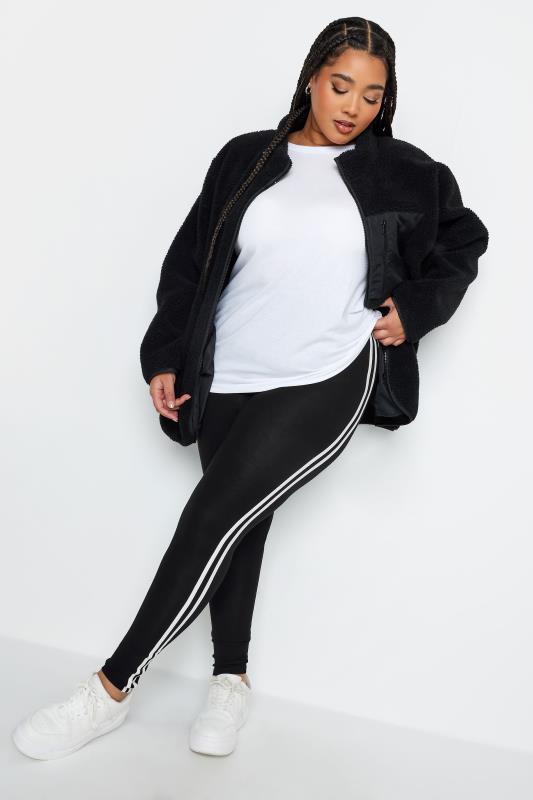 Black Jersey Stretch Tape Leggings | Yours Clothing 3
