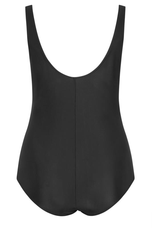YOURS Plus Size Black Abstract Contrast Plunge Swimsuit | Yours Clothing 8