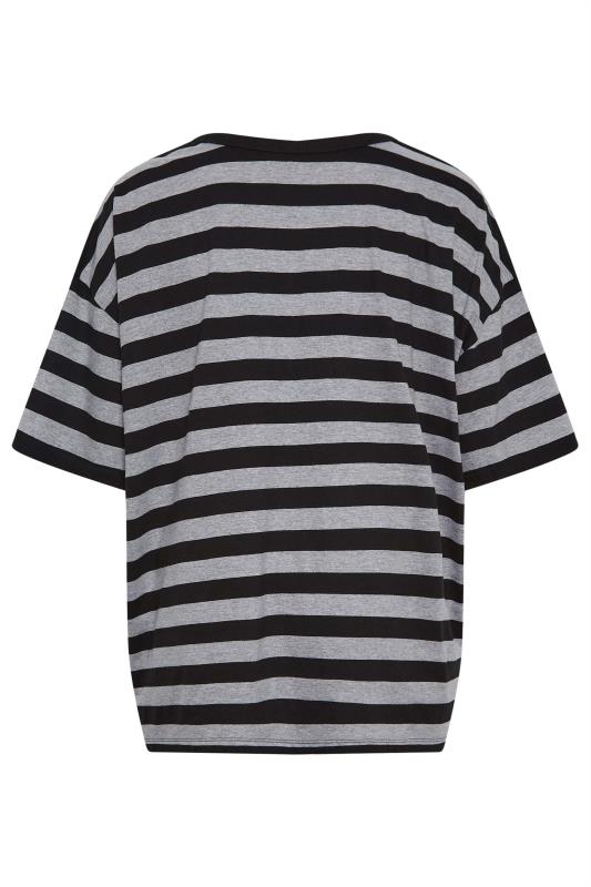 YOURS Plus Size Curve Grey Stripe Oversized Boxy T-Shirt | Yours Clothing  7