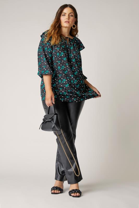 LIMITED COLLECTION Curve Black Floral Spot Puff Sleeve Blouse 5