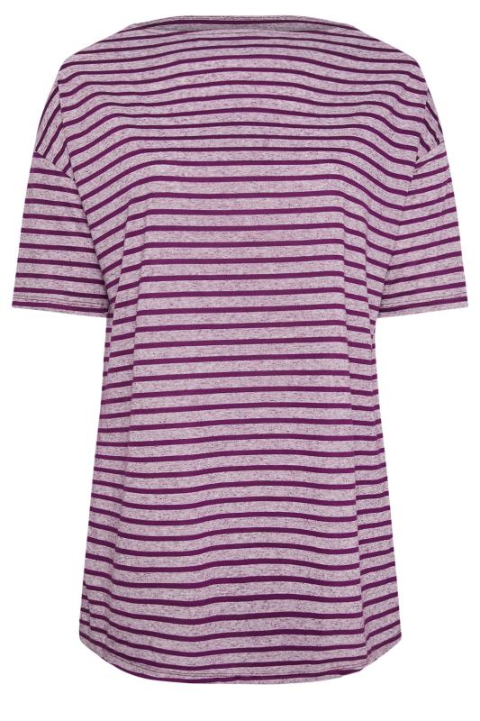 YOURS Plus Size Purple Stripe Oversized T-Shirt | Yours Clothing 6