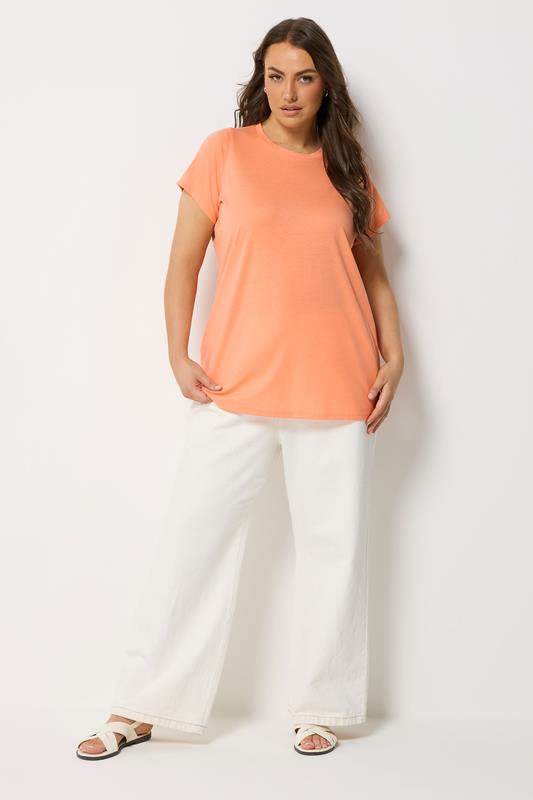YOURS Plus Size Light Orange Short Sleeve Core T-Shirt | Yours Clothing 1