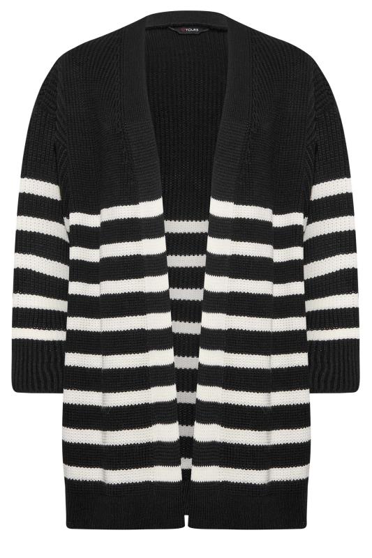 Curve Womens Plus Size Black Stripe Balloon Sleeve Knitted Cardigan | Yours Clothing 6