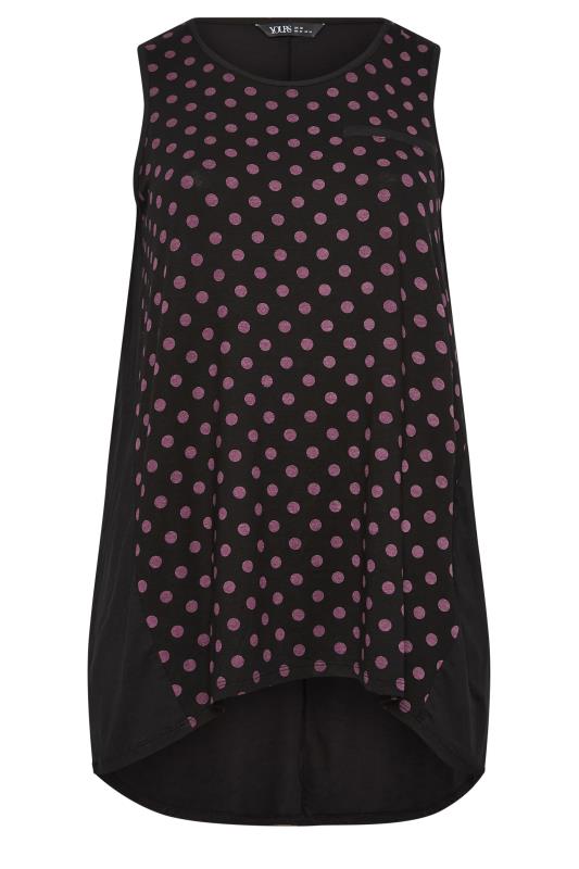 YOURS Plus Size Black Spot Print Dipped Hem Vest Top | Yours Clothing 6