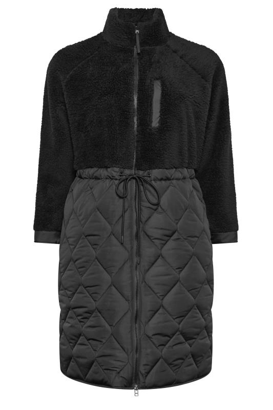 YOURS Plus Size Black Quilted Teddy Coat | Yours Clothing 7