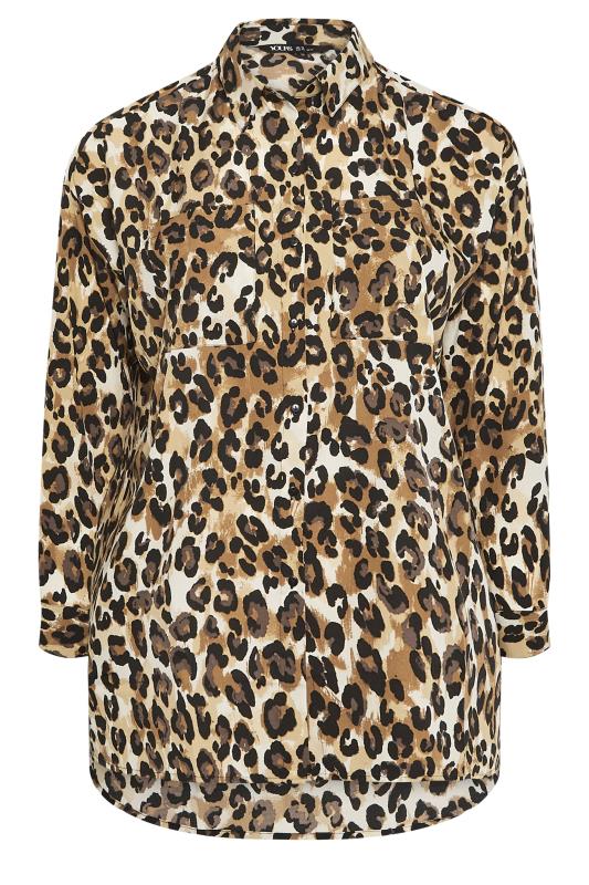 YOURS Plus Size Brown Leopard Print Oversized Shirt | Yours Clothing 6