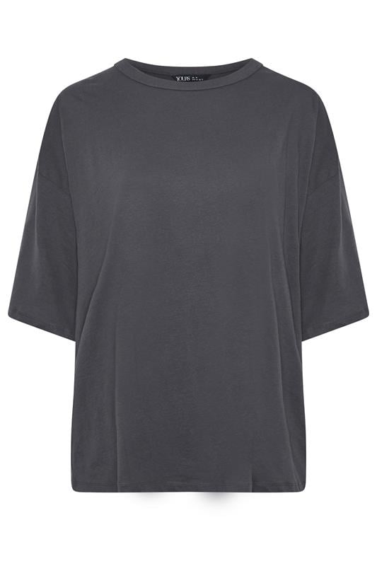YOURS Plus Size Charcoal Grey Oversized Boxy T-Shirt | Yours Clothing 5