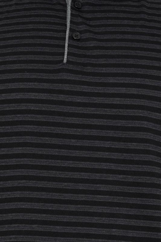 KAM Black Dobby Stripe Polo Shirt | BadRhino 2