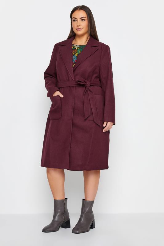  Grande Taille Evans Berry Red Abigail Collared Midi Coat