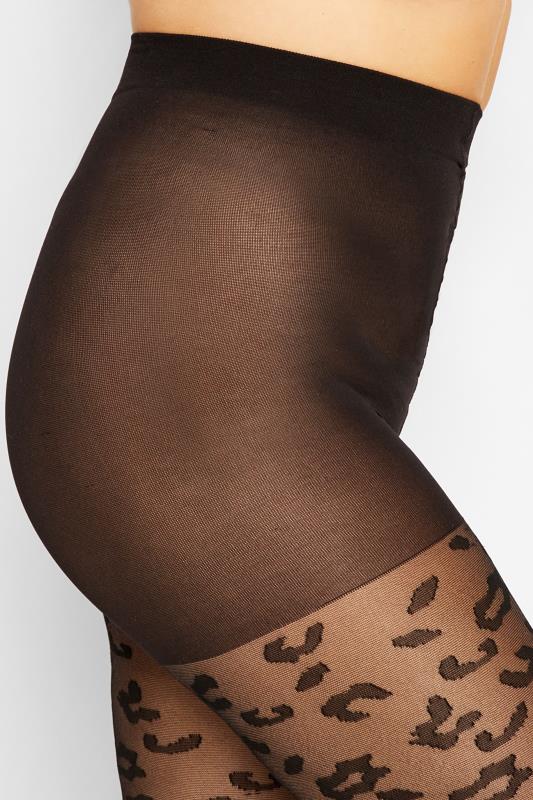Black Leopard Pattern Tights | Yours Clothing 2