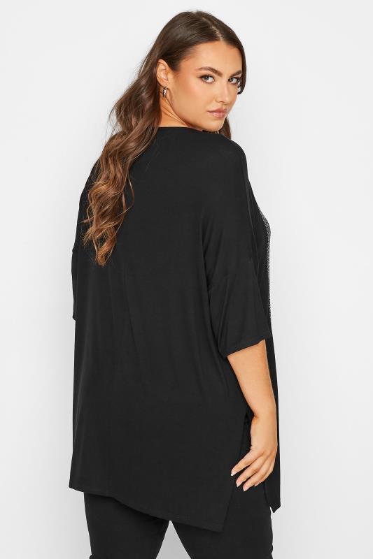 Plus Size Black Sequin Oversized Top | Yours Clothing 3