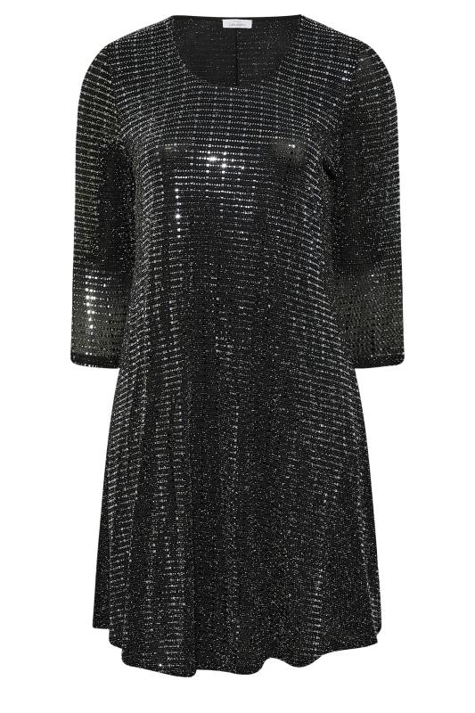YOURS LONDON Plus Size Black Metallic Swing Dress | Yours Clothing 6