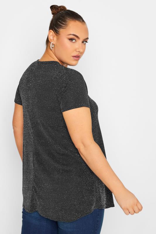 Plus Size YOURS LONDON Black Glitter Swing Top | Yours Clothing 3