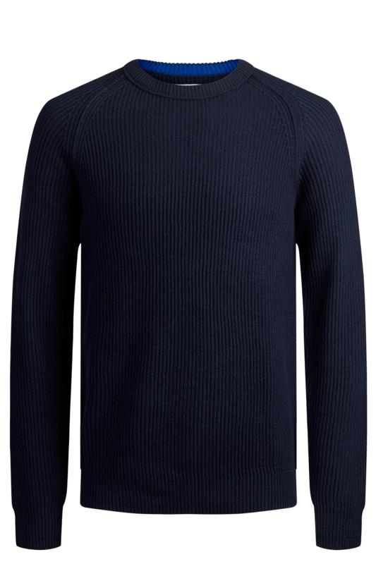 BadRhino Navy Blue Essential Cable Knitted Jumper | BadRhino