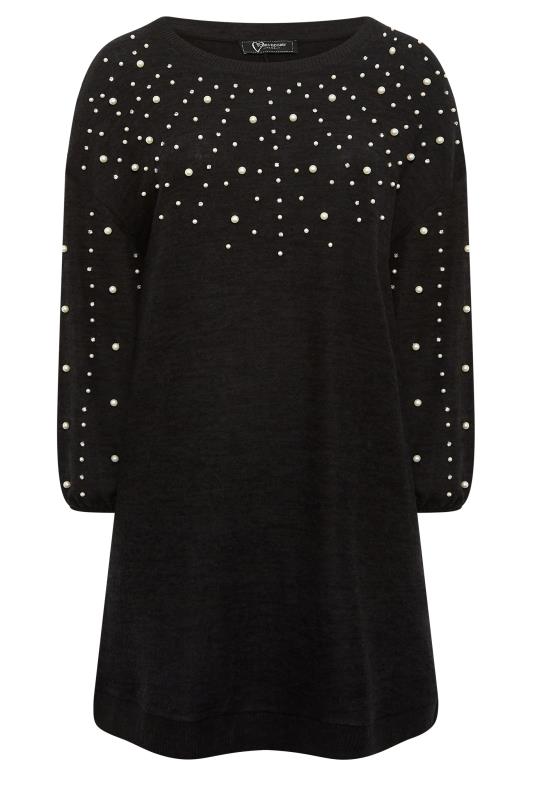 YOURS LUXURY Plus Size Black Soft Touch Embellished Jumper Dress | Yours Clothing 7