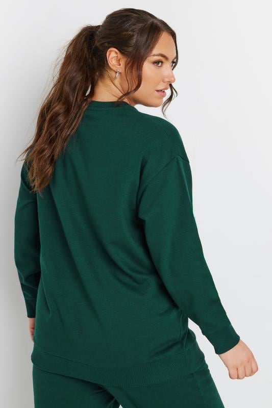 YOURS Plus Size Forest Green Crew Neck Sweatshirt | Yours Clothing 3